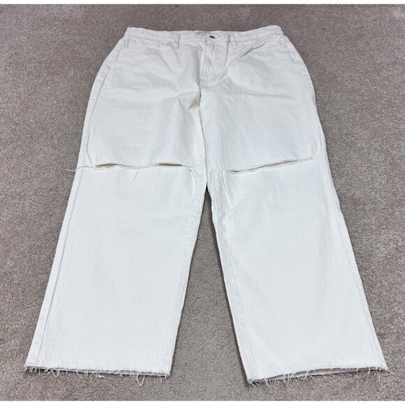 Universal Thread Denim - Universal Thread Vintage Straight Jeans Ivory Distressed Pockets Size 14 Short
